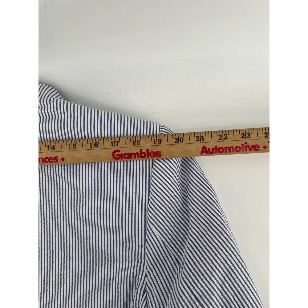 EDGE by WD NY Seersucker Blazer Sport Coat‎ Mens Large Blue White Slim Fit